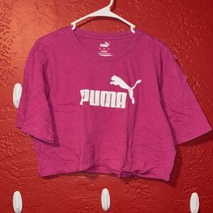 Puma Pink and White Crop Top with Logo